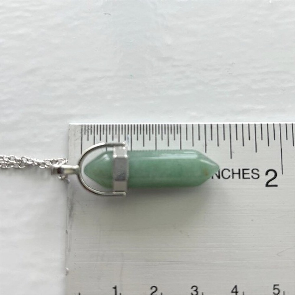 Necklace Green Aventurine Quartz Silver-Tone Lobster Clasp Boho New - Picture 2 of 3